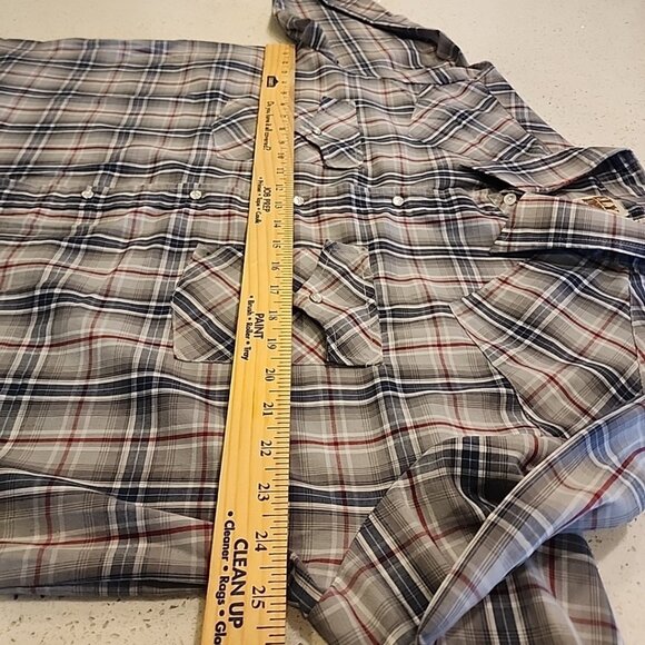 vintage ely cattleman pearl snap Shirt XL Gray Blue Plaid Cowboy Rodeo - Picture 4 of 5